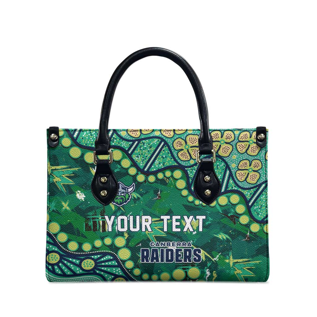 Personalized Canberra Raiders Leather Bag Aboriginal Pattern with Graffiti Style Design