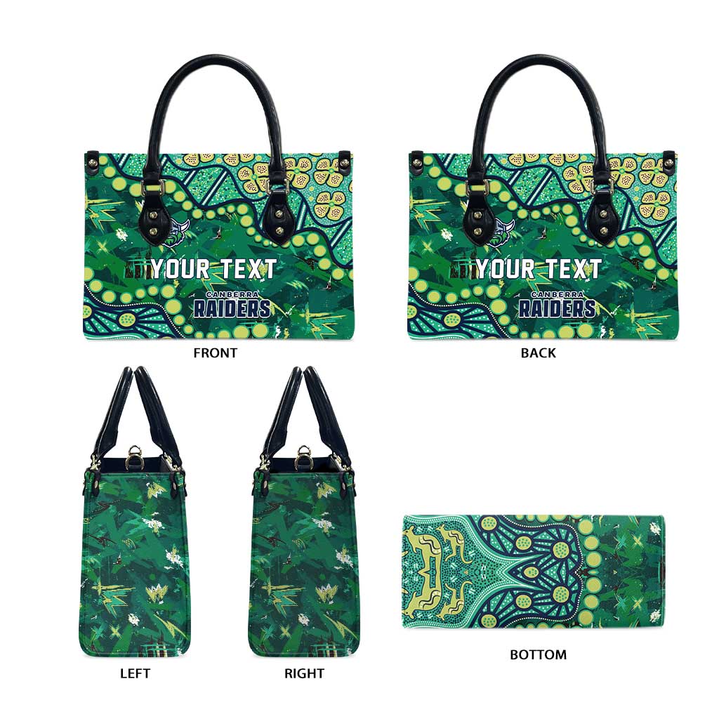 Personalized Canberra Raiders Leather Bag Aboriginal Pattern with Graffiti Style Design