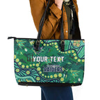Personalized Canberra Raiders Leather Tote Bag Aboriginal Pattern with Graffiti Style Design
