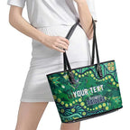 Personalized Canberra Raiders Leather Tote Bag Aboriginal Pattern with Graffiti Style Design