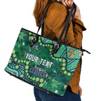 Personalized Canberra Raiders Leather Tote Bag Aboriginal Pattern with Graffiti Style Design