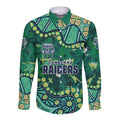 Personalized Canberra Raiders Long Sleeve Button Shirt Aboriginal Pattern with Graffiti Style Design