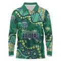 Personalized Canberra Raiders Long Sleeve Polo Shirt Aboriginal Pattern with Graffiti Style Design