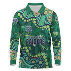 Personalized Canberra Raiders Long Sleeve Polo Shirt Aboriginal Pattern with Graffiti Style Design