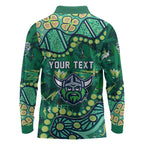 Personalized Canberra Raiders Long Sleeve Polo Shirt Aboriginal Pattern with Graffiti Style Design