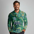 Personalized Canberra Raiders Long Sleeve Polo Shirt Aboriginal Pattern with Graffiti Style Design