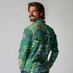 Personalized Canberra Raiders Long Sleeve Polo Shirt Aboriginal Pattern with Graffiti Style Design