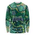 Personalized Canberra Raiders Long Sleeve Shirt Aboriginal Pattern with Graffiti Style Design