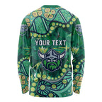 Personalized Canberra Raiders Long Sleeve Shirt Aboriginal Pattern with Graffiti Style Design