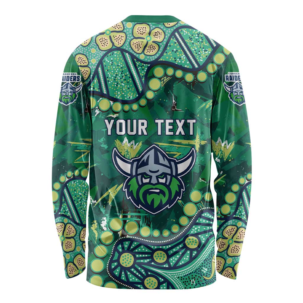 Personalized Canberra Raiders Long Sleeve Shirt Aboriginal Pattern with Graffiti Style Design