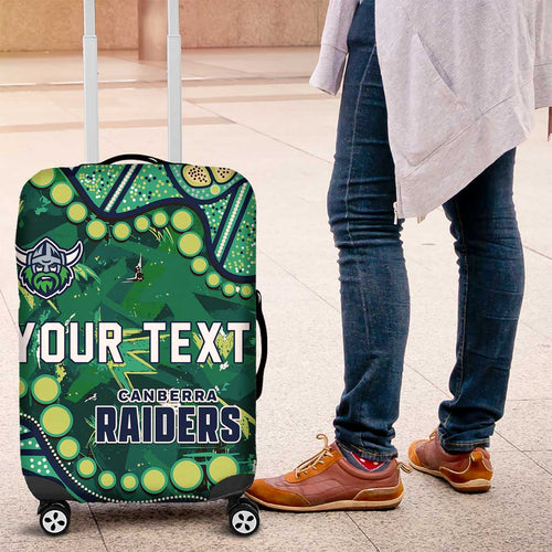 Personalized Canberra Raiders Luggage Cover Aboriginal Pattern with Graffiti Style Design