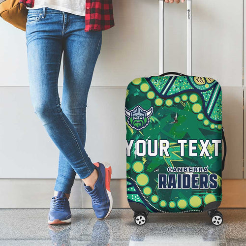 Personalized Canberra Raiders Luggage Cover Aboriginal Pattern with Graffiti Style Design