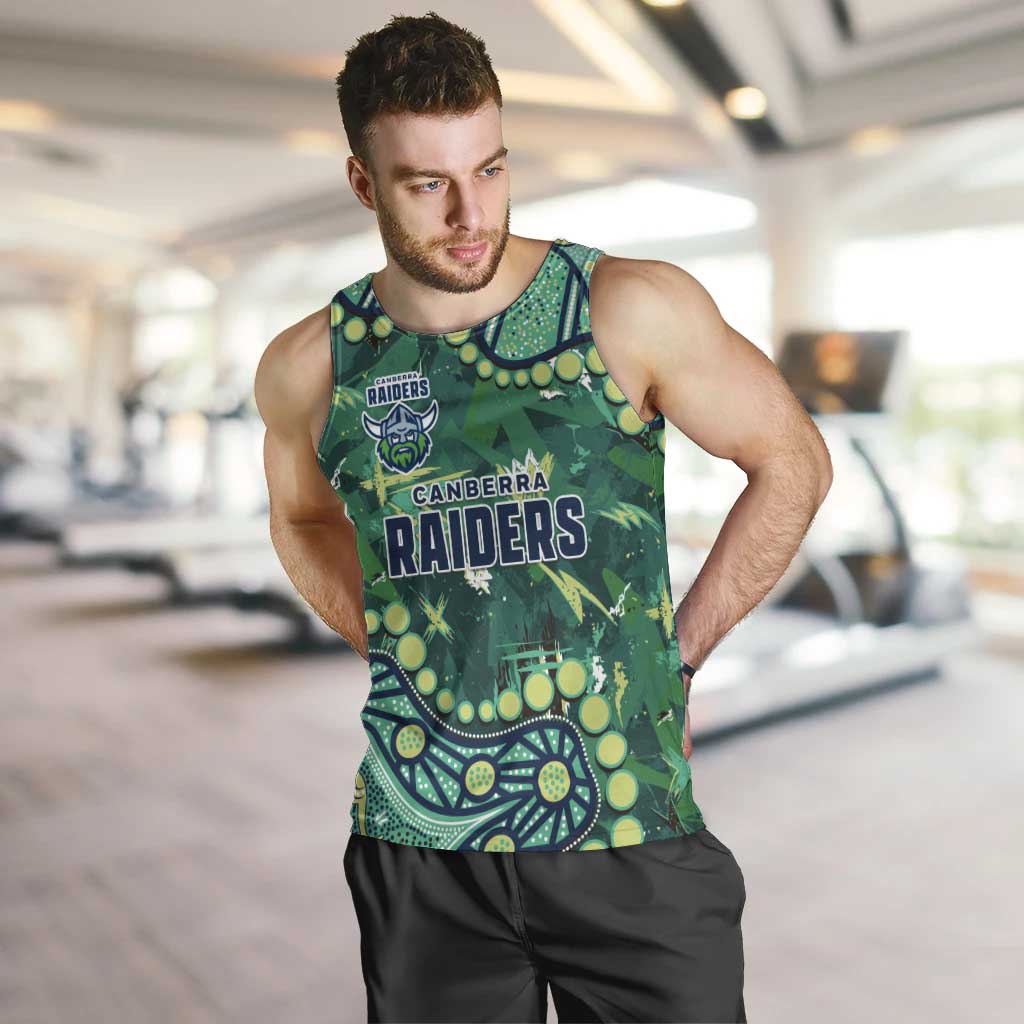 Personalized Canberra Raiders Men Tank Top Aboriginal Pattern with Graffiti Style Design