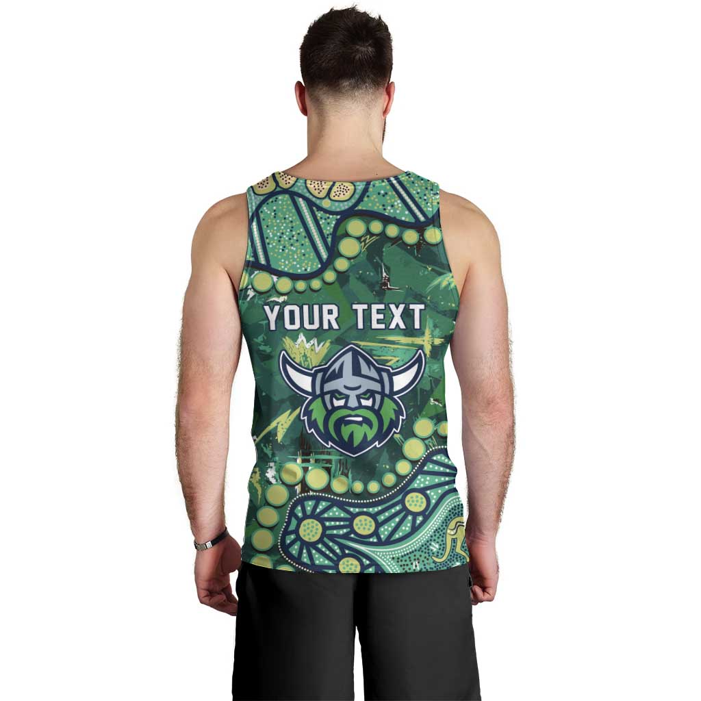 Personalized Canberra Raiders Men Tank Top Aboriginal Pattern with Graffiti Style Design