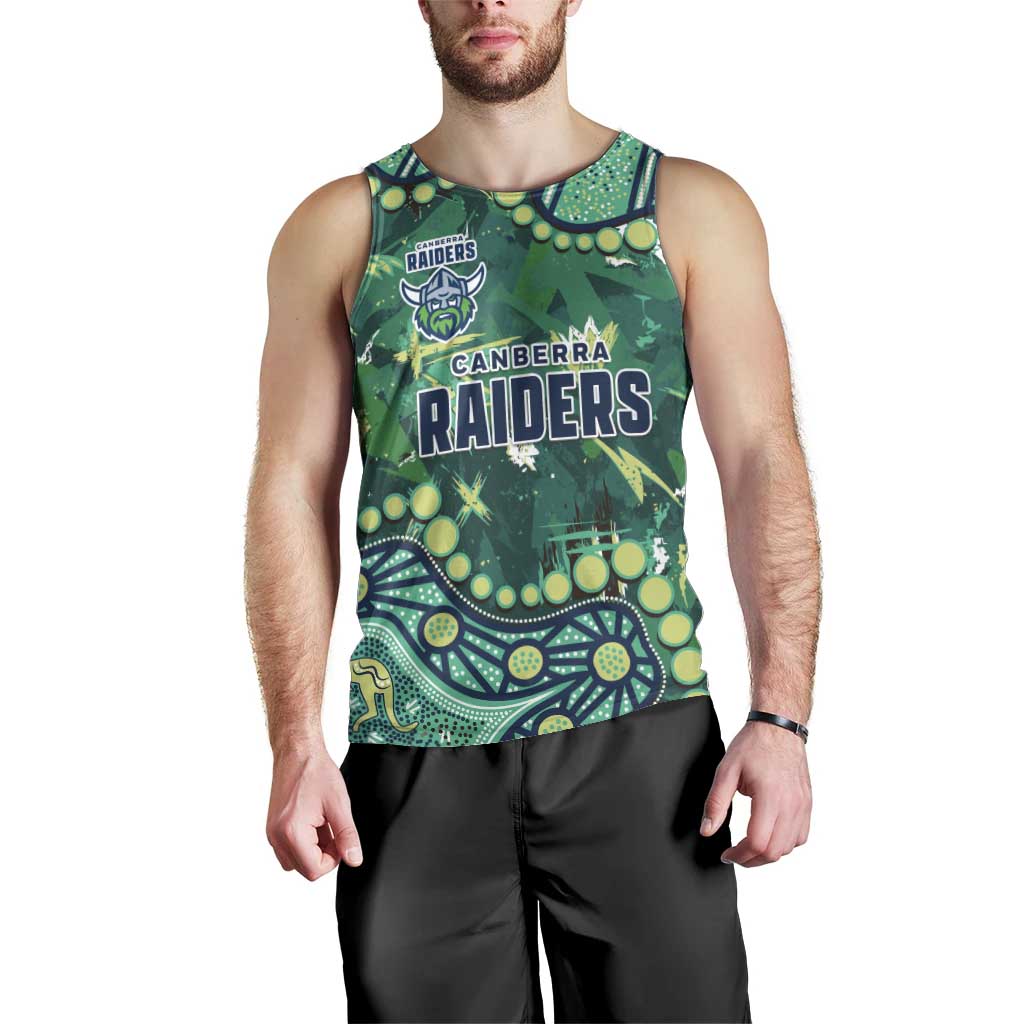Personalized Canberra Raiders Men Tank Top Aboriginal Pattern with Graffiti Style Design