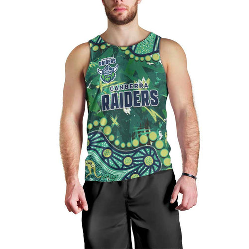 Personalized Canberra Raiders Men Tank Top Aboriginal Pattern with Graffiti Style Design