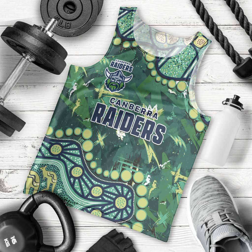 Personalized Canberra Raiders Men Tank Top Aboriginal Pattern with Graffiti Style Design