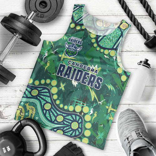 Personalized Canberra Raiders Men Tank Top Aboriginal Pattern with Graffiti Style Design