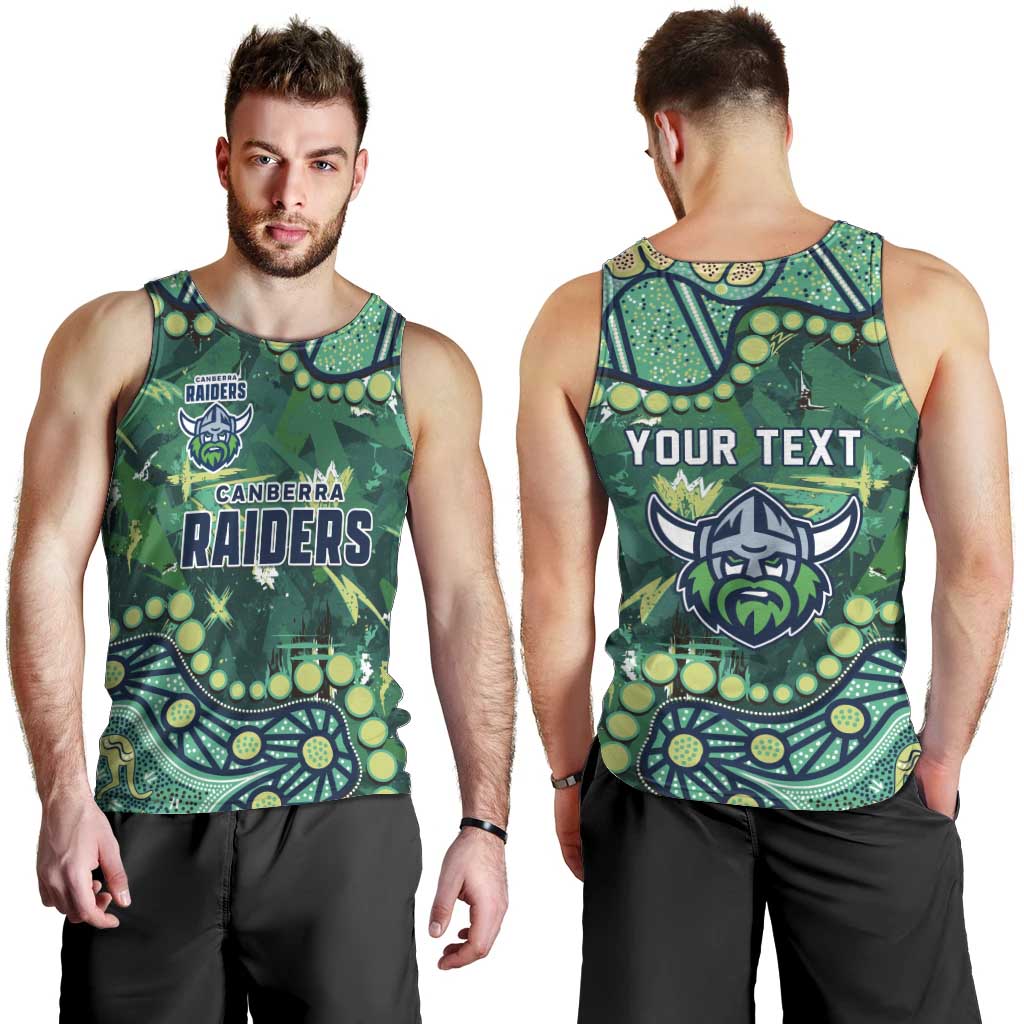 Personalized Canberra Raiders Men Tank Top Aboriginal Pattern with Graffiti Style Design