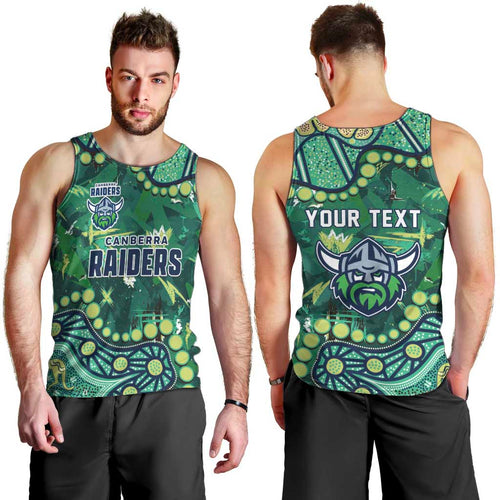 Personalized Canberra Raiders Men Tank Top Aboriginal Pattern with Graffiti Style Design