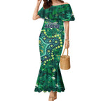 Personalized Canberra Raiders Mermaid Dress Aboriginal Pattern with Graffiti Style Design