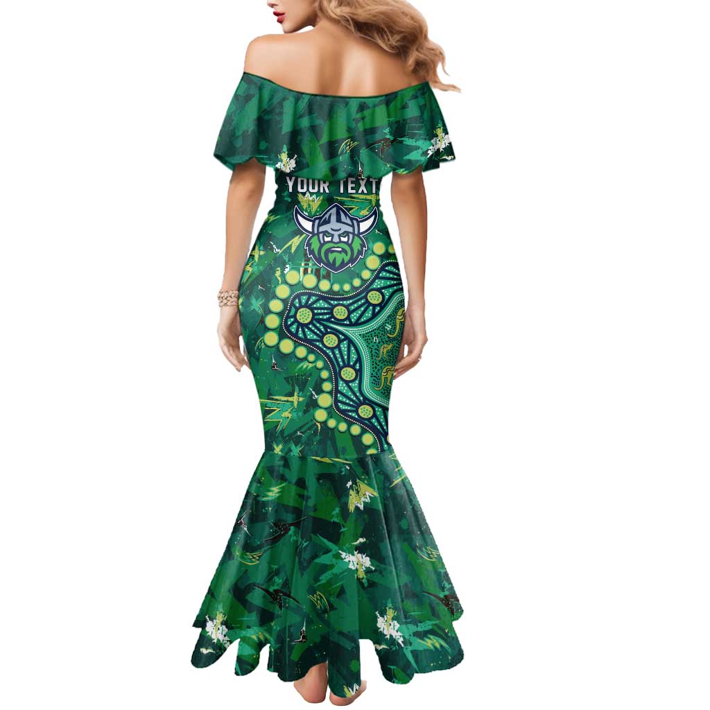 Personalized Canberra Raiders Mermaid Dress Aboriginal Pattern with Graffiti Style Design