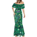 Personalized Canberra Raiders Mermaid Dress Aboriginal Pattern with Graffiti Style Design