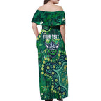 Personalized Canberra Raiders Off Shoulder Maxi Dress Aboriginal Pattern with Graffiti Style Design