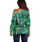Personalized Canberra Raiders Off Shoulder Sweater Aboriginal Pattern with Graffiti Style Design