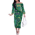 Personalized Canberra Raiders Off The Shoulder Long Sleeve Dress Aboriginal Pattern with Graffiti Style Design