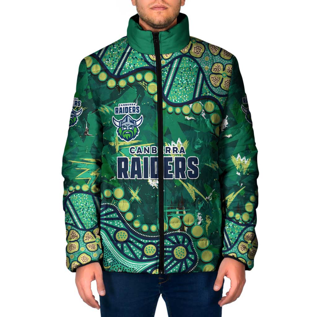 Personalized Canberra Raiders Padded Jacket Aboriginal Pattern with Graffiti Style Design
