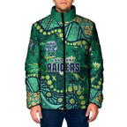 Personalized Canberra Raiders Padded Jacket Aboriginal Pattern with Graffiti Style Design