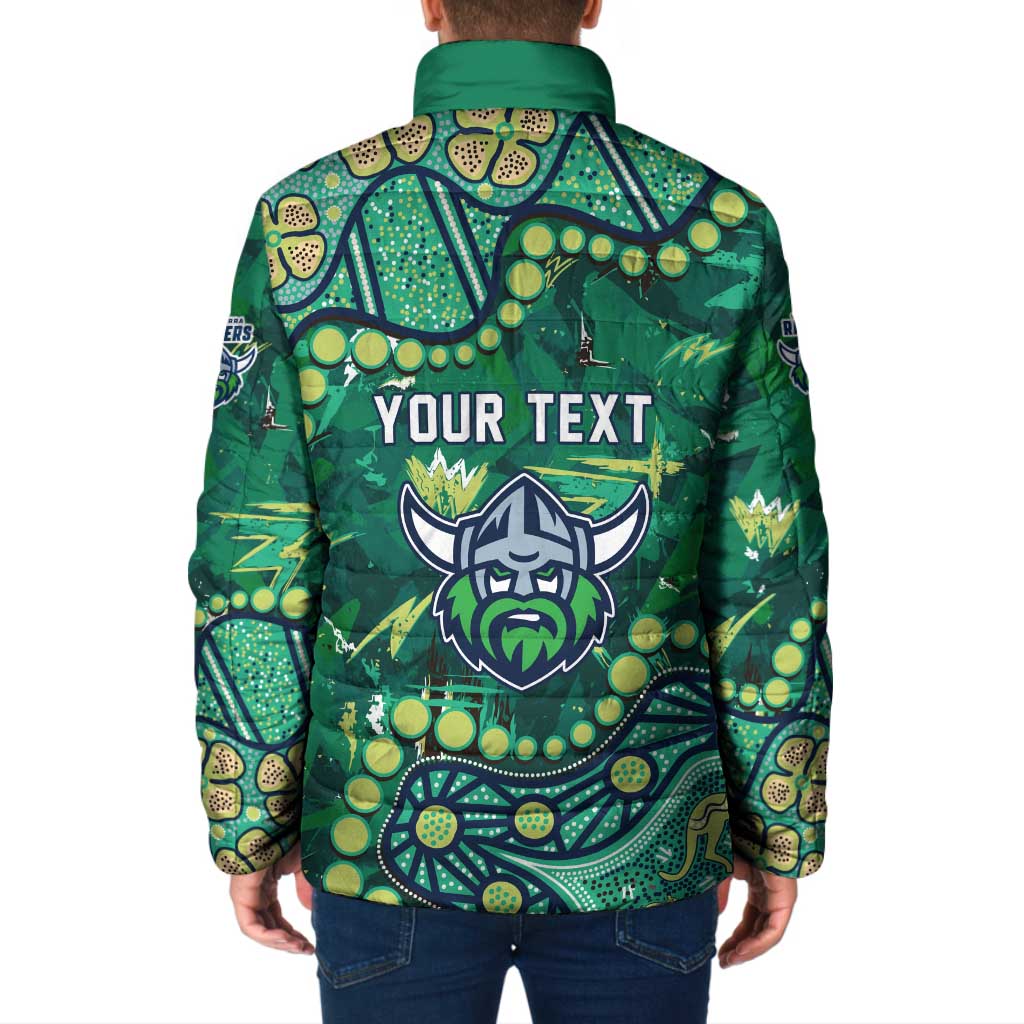 Personalized Canberra Raiders Padded Jacket Aboriginal Pattern with Graffiti Style Design