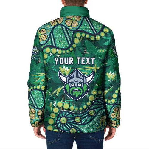 Personalized Canberra Raiders Padded Jacket Aboriginal Pattern with Graffiti Style Design