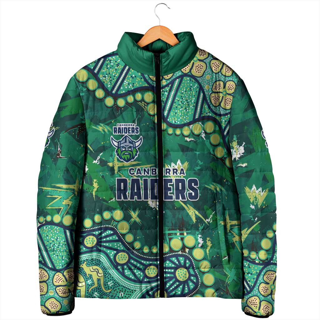Personalized Canberra Raiders Padded Jacket Aboriginal Pattern with Graffiti Style Design
