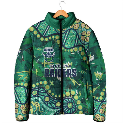 Personalized Canberra Raiders Padded Jacket Aboriginal Pattern with Graffiti Style Design