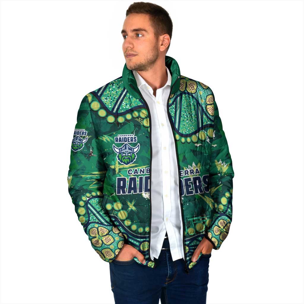 Personalized Canberra Raiders Padded Jacket Aboriginal Pattern with Graffiti Style Design