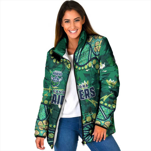 Personalized Canberra Raiders Padded Jacket Aboriginal Pattern with Graffiti Style Design