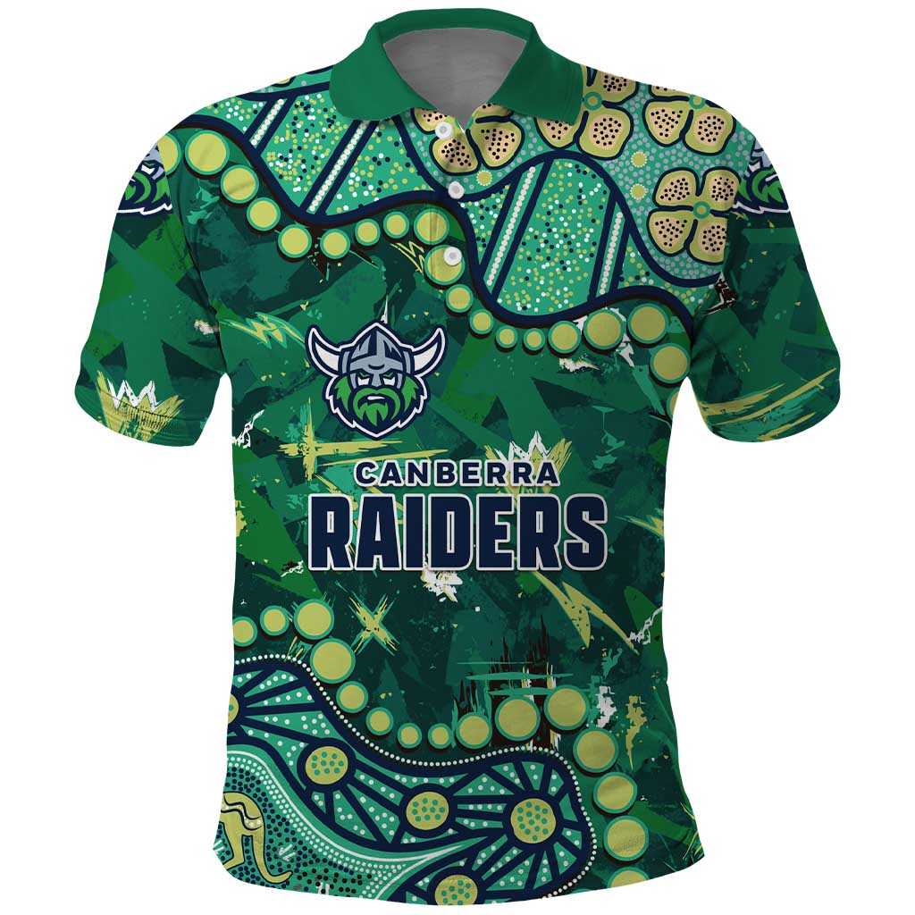 Personalized Canberra Raiders Polo Shirt Aboriginal Pattern with Graffiti Style Design