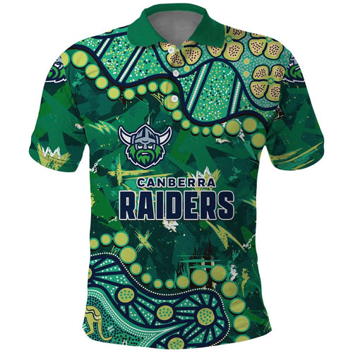 Personalized Canberra Raiders Polo Shirt Aboriginal Pattern with Graffiti Style Design