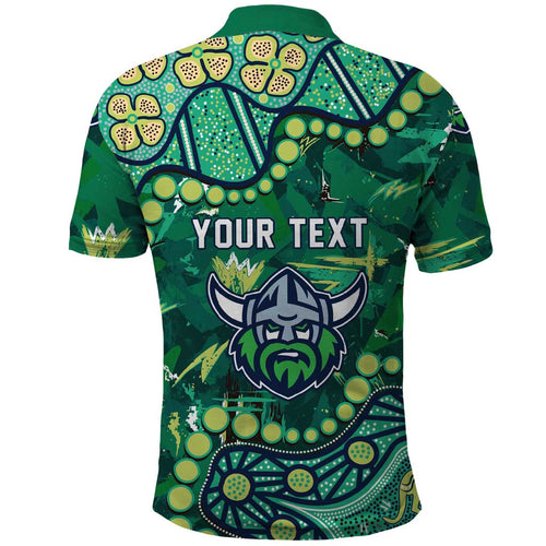 Personalized Canberra Raiders Polo Shirt Aboriginal Pattern with Graffiti Style Design