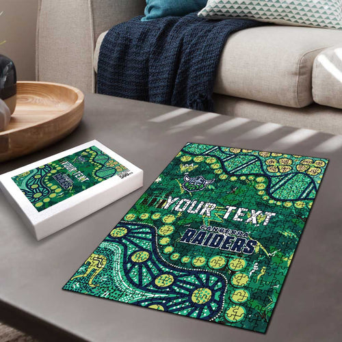 Personalized Canberra Raiders Puzzle Aboriginal Pattern with Graffiti Style Design