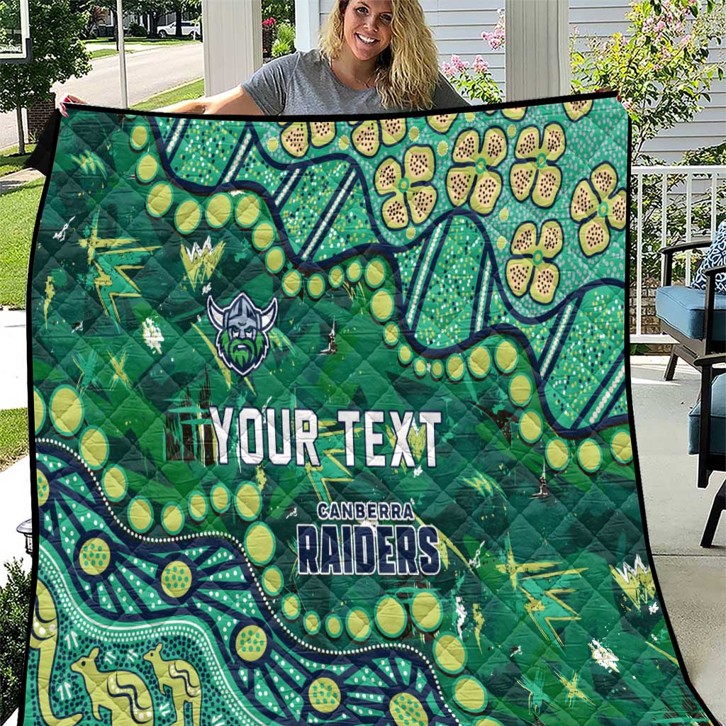 Personalized Canberra Raiders Quilt Aboriginal Pattern with Graffiti Style Design