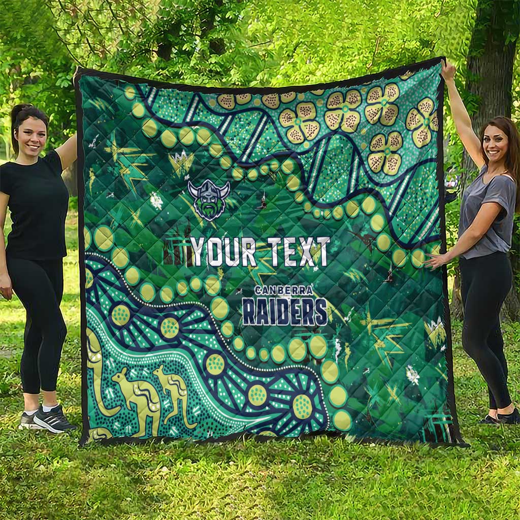Personalized Canberra Raiders Quilt Aboriginal Pattern with Graffiti Style Design