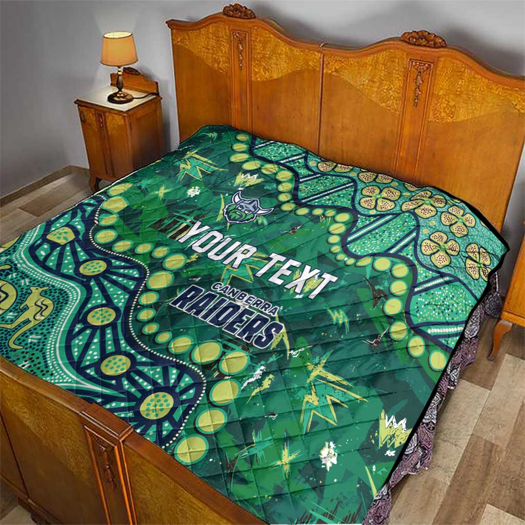 Personalized Canberra Raiders Quilt Aboriginal Pattern with Graffiti Style Design