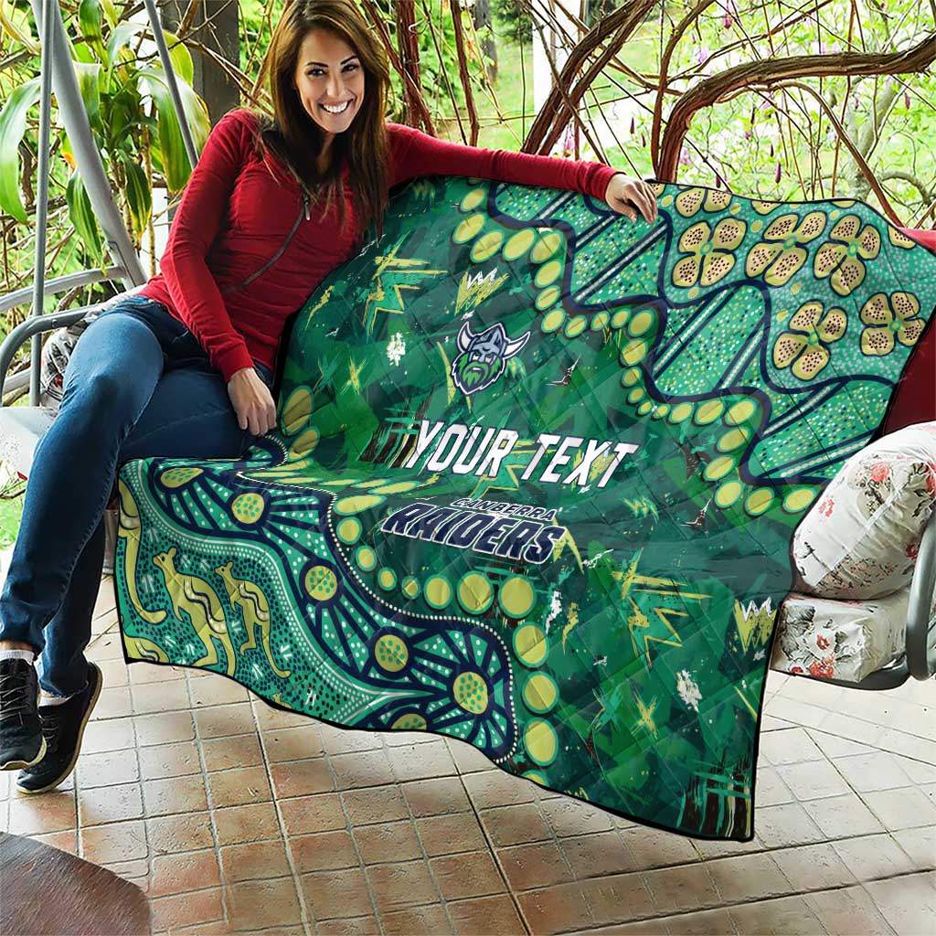 Personalized Canberra Raiders Quilt Aboriginal Pattern with Graffiti Style Design
