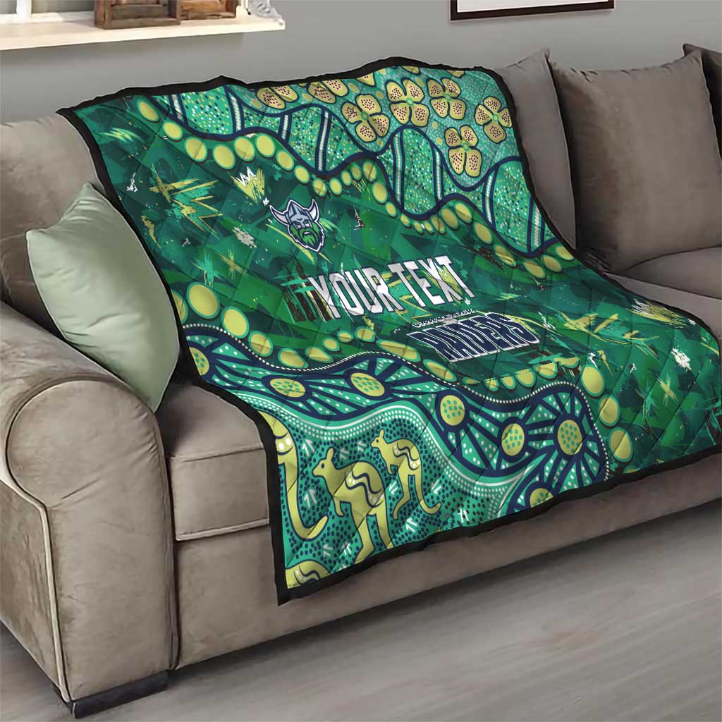 Personalized Canberra Raiders Quilt Aboriginal Pattern with Graffiti Style Design