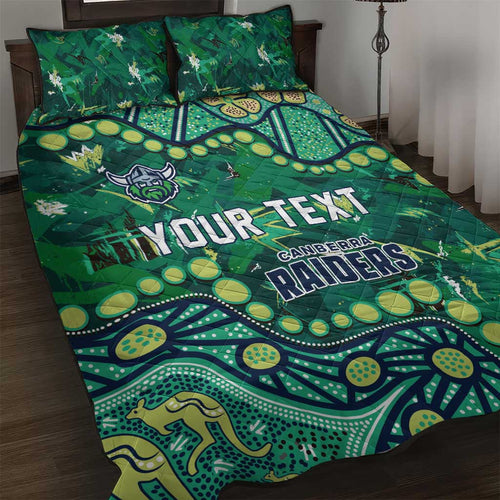 Personalized Canberra Raiders Quilt Bed Set Aboriginal Pattern with Graffiti Style Design