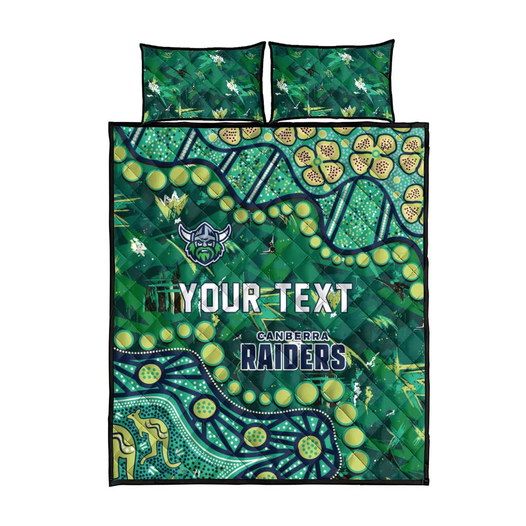 Personalized Canberra Raiders Quilt Bed Set Aboriginal Pattern with Graffiti Style Design