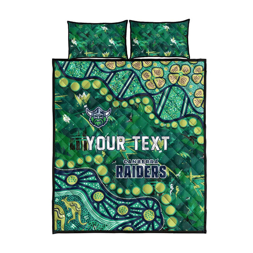 Personalized Canberra Raiders Quilt Bed Set Aboriginal Pattern with Graffiti Style Design